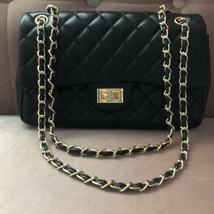 black quilted purse